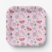 Tropisch roze Memphis Style Pattern Papieren Bordje (Voorkant)