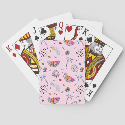 Tropisch roze Memphis Style Pattern Pokerkaarten (Achterkant)