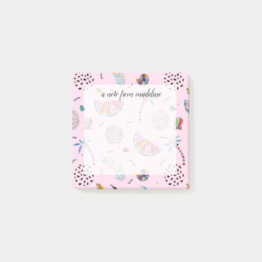 Tropisch roze Memphis Style Pattern Post-it® Notes (Voorkant)