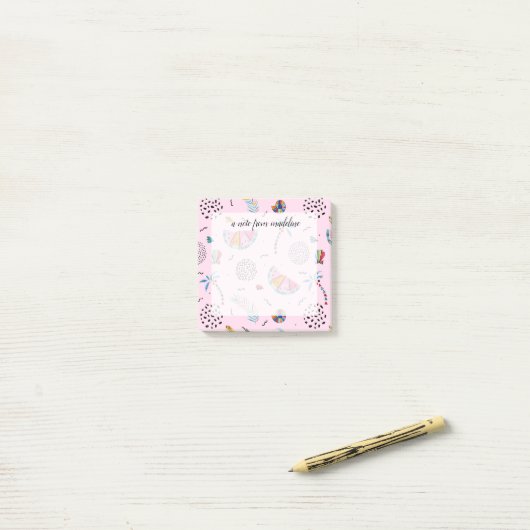 Tropisch roze Memphis Style Pattern Post-it® Notes (Op bureau)