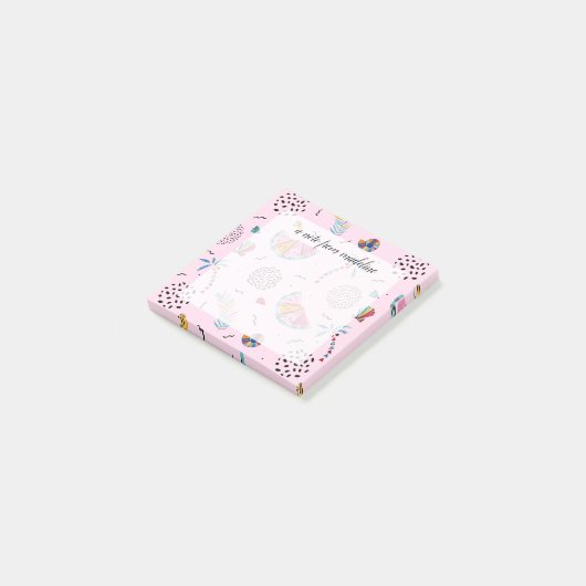 Tropisch roze Memphis Style Pattern Post-it® Notes (Schuin)