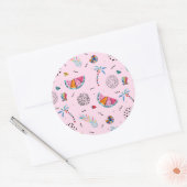 Tropisch roze Memphis Style Pattern Ronde Sticker (Envelop)
