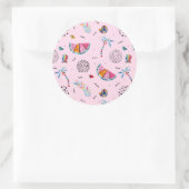 Tropisch roze Memphis Style Pattern Ronde Sticker (Tas)