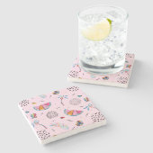 Tropisch roze Memphis Style Pattern Stenen Onderzetter (Zijkant)