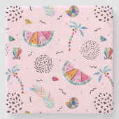 Tropisch roze Memphis Style Pattern Stenen Onderzetter (Voorkant)