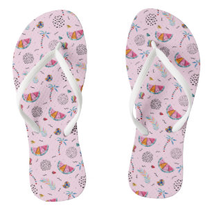 Tropisch roze Memphis Style Pattern Teenslippers