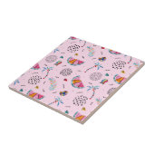 Tropisch roze Memphis Style Pattern Tegeltje (Zijkant)