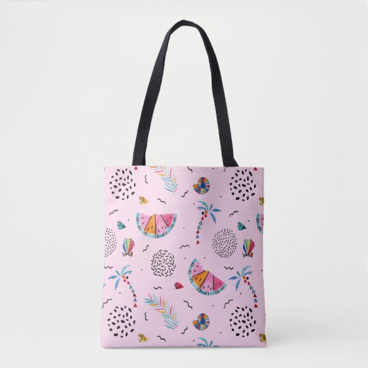 Tropisch roze Memphis Style Pattern Tote Bag (Voorkant)