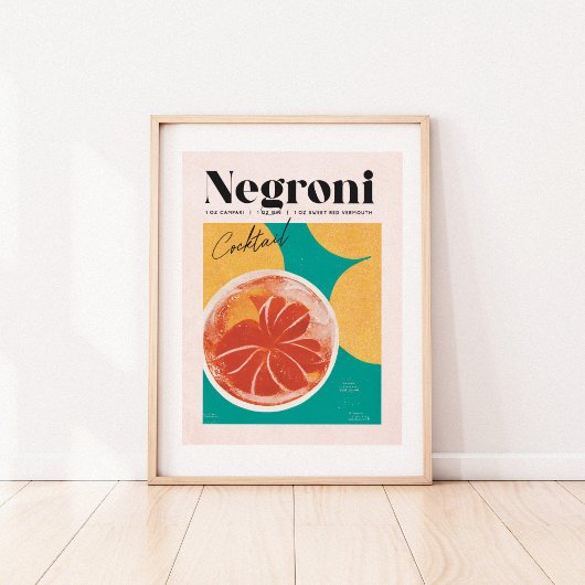 Tropisch roze negroni Cocktail Retro Poster