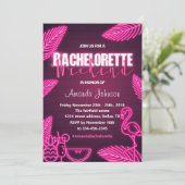 Tropisch roze Neon Bachelorette Weekend Uitnodigin Kaart (Staand voorkant)