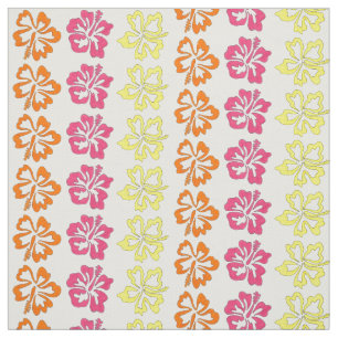 Tropisch roze Oranje Hawaiian Hibiscus Flowers Stof