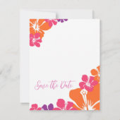 Tropisch Roze Oranje Paarse Hibiscus Bewaar de dat Kaart (Achterkant)