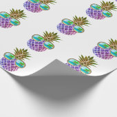 Tropisch roze paarse ananas cadeaupapier (Hoek)