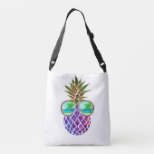 Tropisch roze paarse ananas crossbody tas (Achterkant)