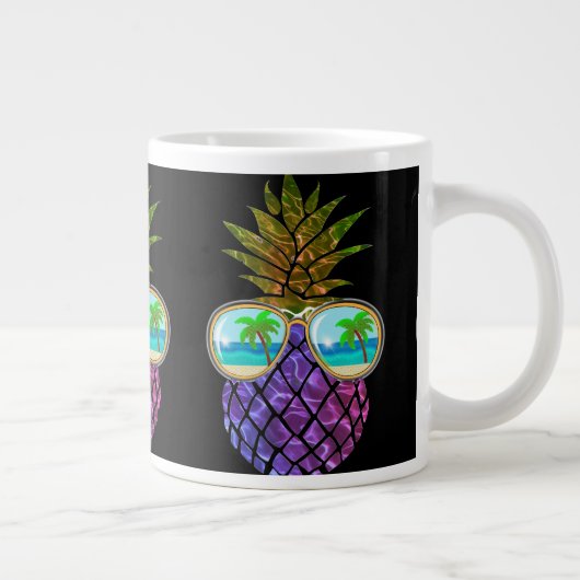 Tropisch roze paarse ananas grote koffiekop (Rechts)