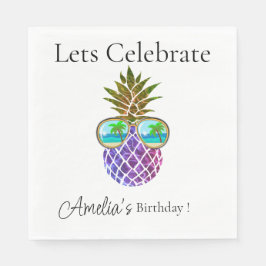 Tropisch roze paarse ananas servet