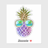 Tropisch roze paarse ananas sticker (Vel)
