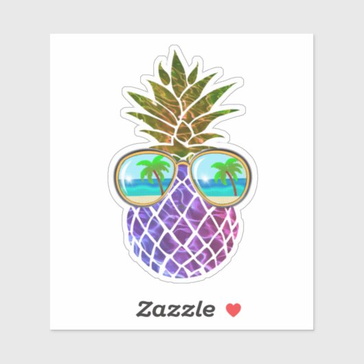Tropisch roze paarse ananas sticker (Vel)