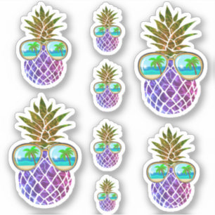 Tropisch roze paarse ananas sticker