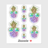 Tropisch roze paarse ananas sticker (Vel)