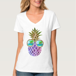 Tropisch roze paarse ananas t-shirt