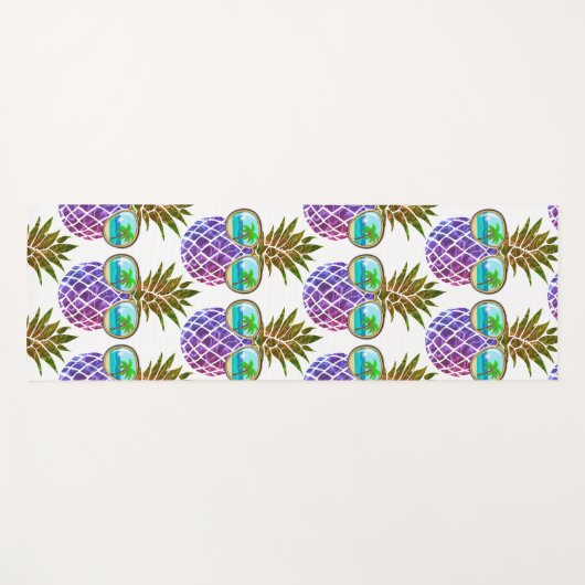Tropisch roze paarse ananas yogamat (Voorkant (horizontaal))