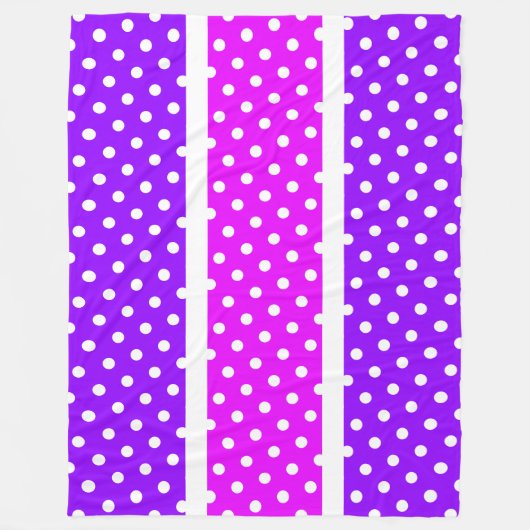 Tropisch Roze Paarse Witte Polka Dotted Stripes Fleece Deken (Voorkant)