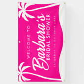 Tropisch Roze Palm Beach Feest Bruidsbruiloft Spandoek (Verticaal)