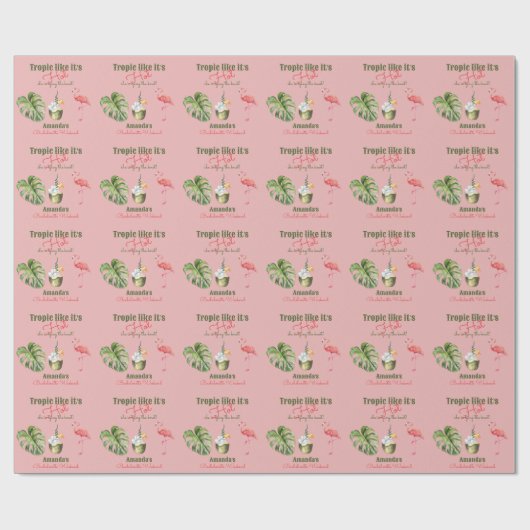 Tropisch roze Palm Springs vrijgezellenfeestje Cadeaupapier (Vlak)