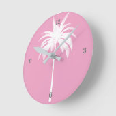 Tropisch roze palmboom Elegant Moderne Ronde Klok (Hoek)
