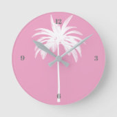 Tropisch roze palmboom Elegant Moderne Ronde Klok (Voorkant)