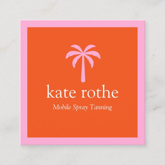 Tropisch roze palmboom mobiele sproeier tanning ca contactkaartje (Voorkant)