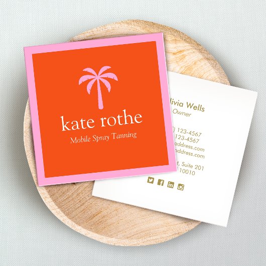 Tropisch roze palmboom mobiele sproeier tanning ca contactkaartje