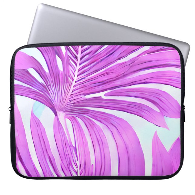 Tropisch roze palmboom verlaat patroon laptop sleeve (Voorkant)