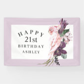 Tropisch roze papegaai 21ste verjaardag spandoek (Horizontaal)