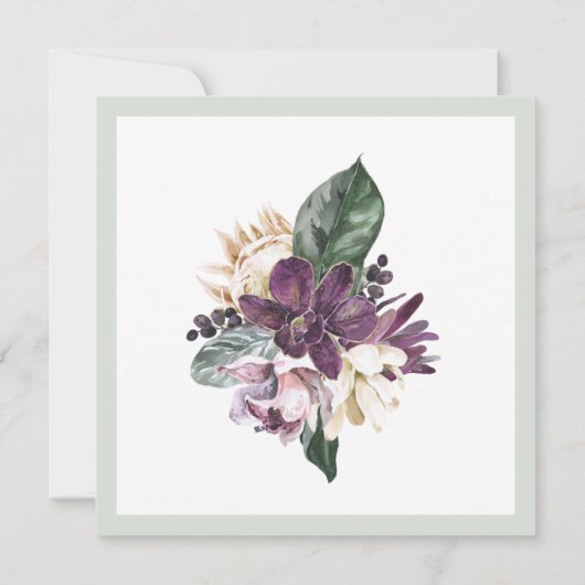 Tropisch roze papegaai en Sage Floral 50e verjaard Kaart (Achterkant)