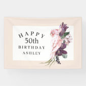 Tropisch roze papegaai Happy 50th Birthday Spandoek (Horizontaal)