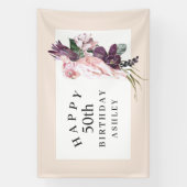 Tropisch roze papegaai Happy 50th Birthday Spandoek (Verticaal)