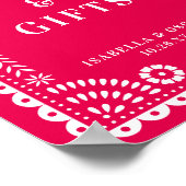Tropisch roze Papel Picado bruiloftsontvangstbord Poster (Hoek)