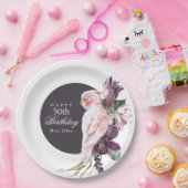 Tropisch roze Parrot Boho Stylish 50th Birthday Papieren Bordje (Feest)