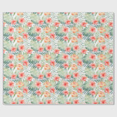Tropisch roze peach Hibiscus Floral Cadeaupapier (Vlak)
