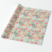 Tropisch roze peach Hibiscus Floral Cadeaupapier (Uitgerold)