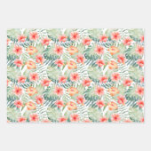 Tropisch roze peach Hibiscus Floral   Inpakpapier Vel (Voorkant)