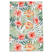 Tropisch roze peach Hibiscus Floral  Medium Cadeauzakje (Voorkant)