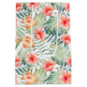 Tropisch roze peach Hibiscus Floral  Medium Cadeauzakje (Achterkant)