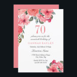 Tropisch roze & Peach Summer 70th Birthday Invite Kaart<br><div class="desc">Tropisch roze & Peach Summer 70th Birthday Invite Zie bijbehorend collectie in niche en nestwinkel</div>
