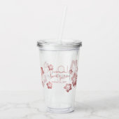 Tropisch roze persoonlijk gepersonaliseerd partijv acryl drinkbeker (Achterkant)