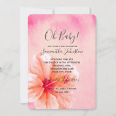 Tropisch Roze Perzik Hibiscus Flower Baby shower Kaart (Voorkant)