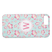 Tropisch Roze Plumeria Bloemen Waterverf Monogram Case-Mate iPhone Case (Achterkant (Horizontaal))