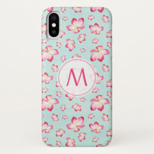 Tropisch Roze Plumeria Waterverf Monogram Case-Mate iPhone Case